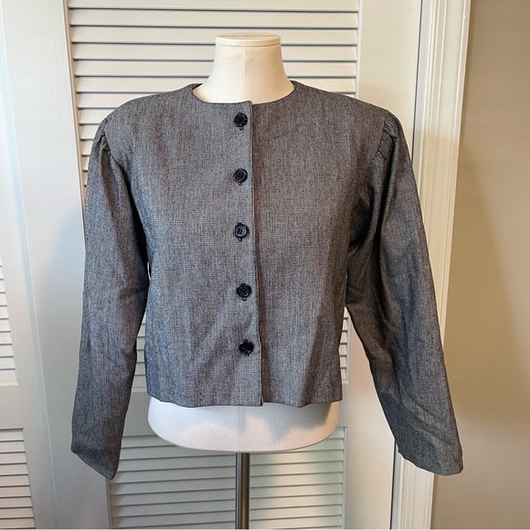 Talbots Jackets & Blazers - Talbots Vintage Union Made Cropped Black and White Checked Puff Sleeve Blazer